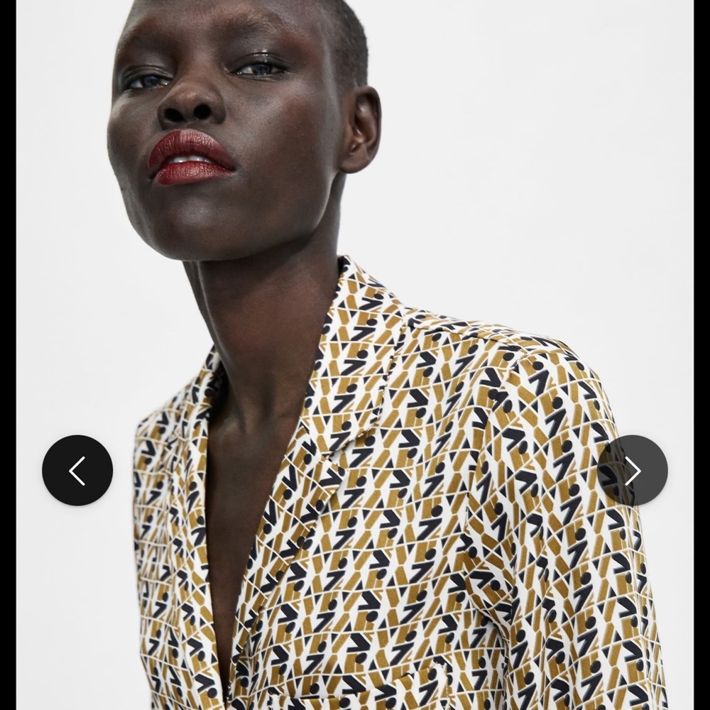 Zara Basic Abstract Patterned Top In Black, White… - image 4